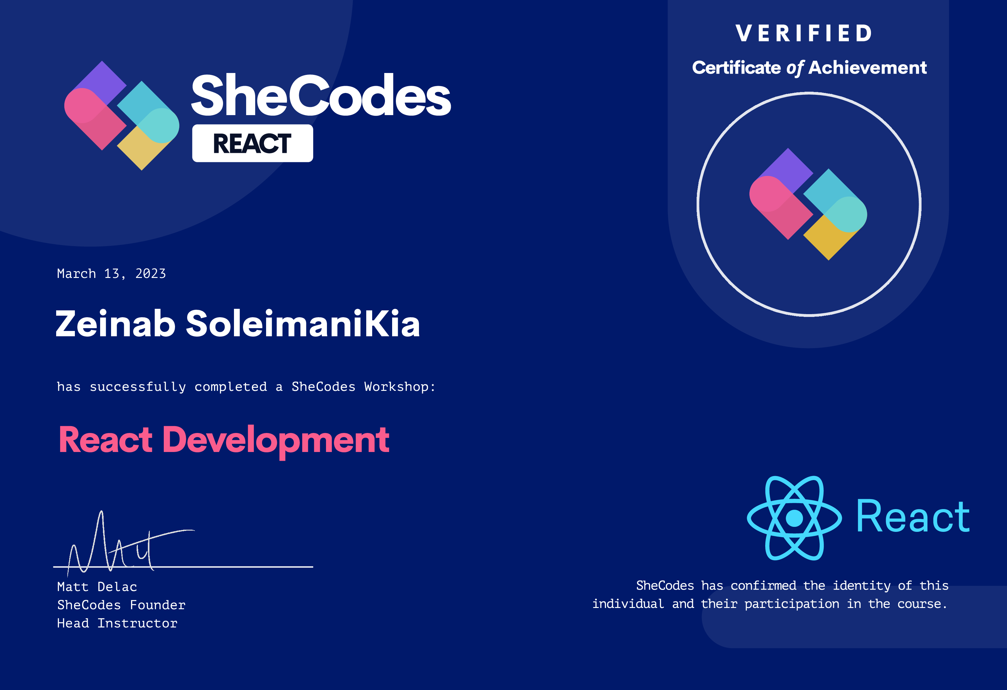 reactCertificate